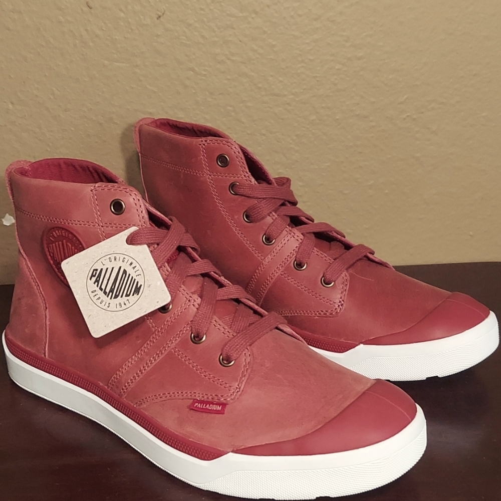 Palladium Pallarue HI Leather Men's Wined/White NIB